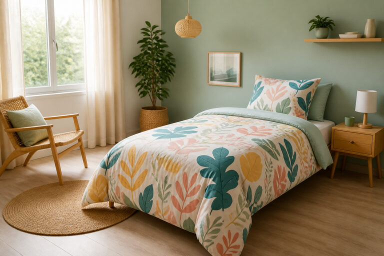 Housse de couette 140x200 cm motif floral