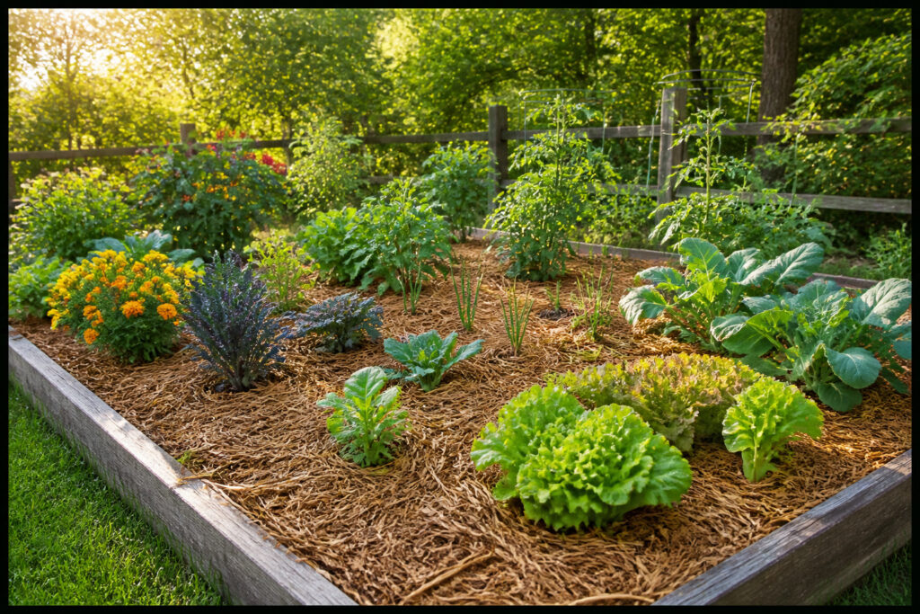 Jardin florissant et potager soigne