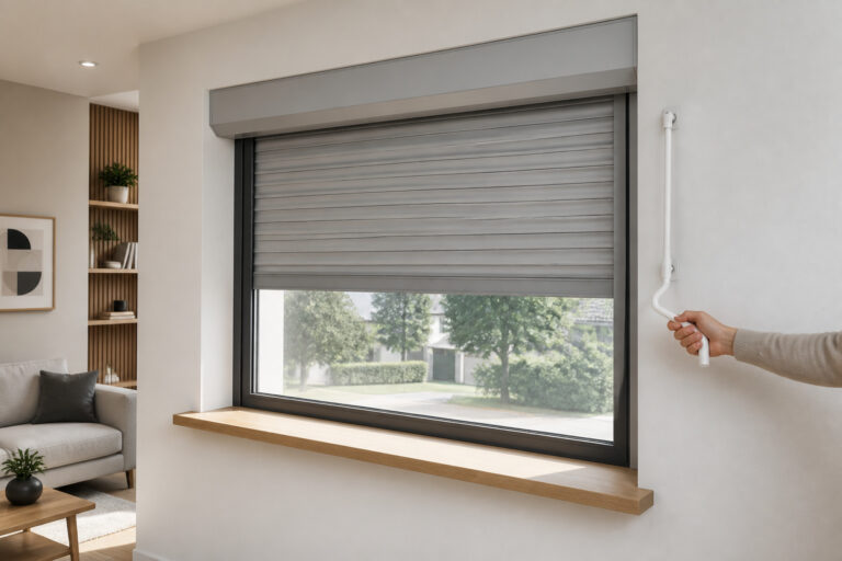 Volet roulant manuel gris interieur moderne