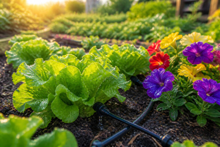 Jardin moderne arrose a laube