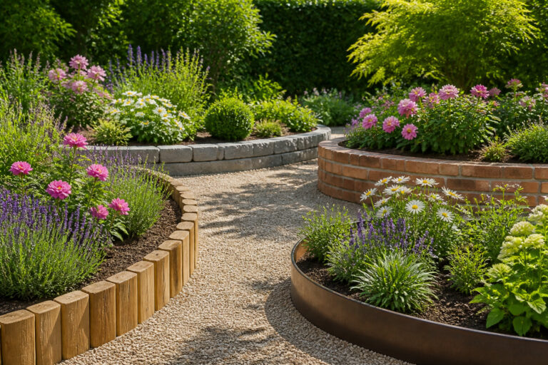 Jardin luxuriant aux bordures variees