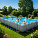 Piscine tubulaire familiale ensoleillee