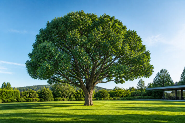 Arbre majestueux dans un jardin moderne