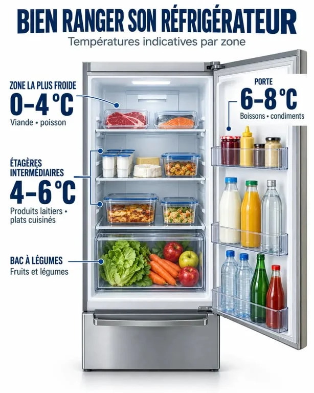 Température frigo et répartition des aliments selon les zones du réfrigérateur