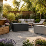 Coffres de jardin ambiance doree